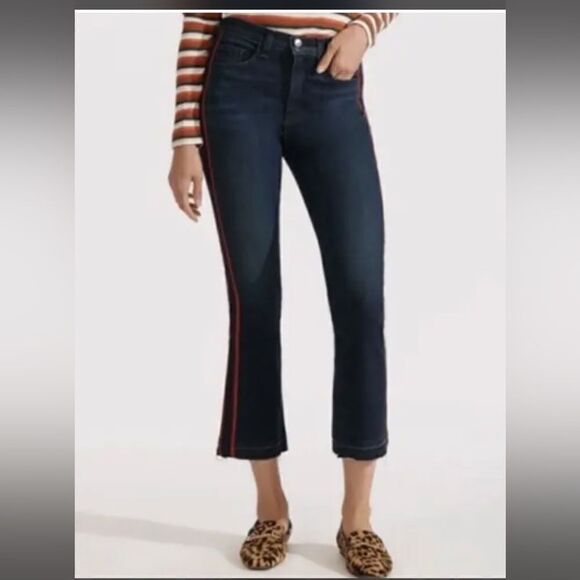 Veronica Beard Carolyn High Rise Baby Boot Jean Navy Red Stripe Plus Size 24 NWT - Picture 4 of 10